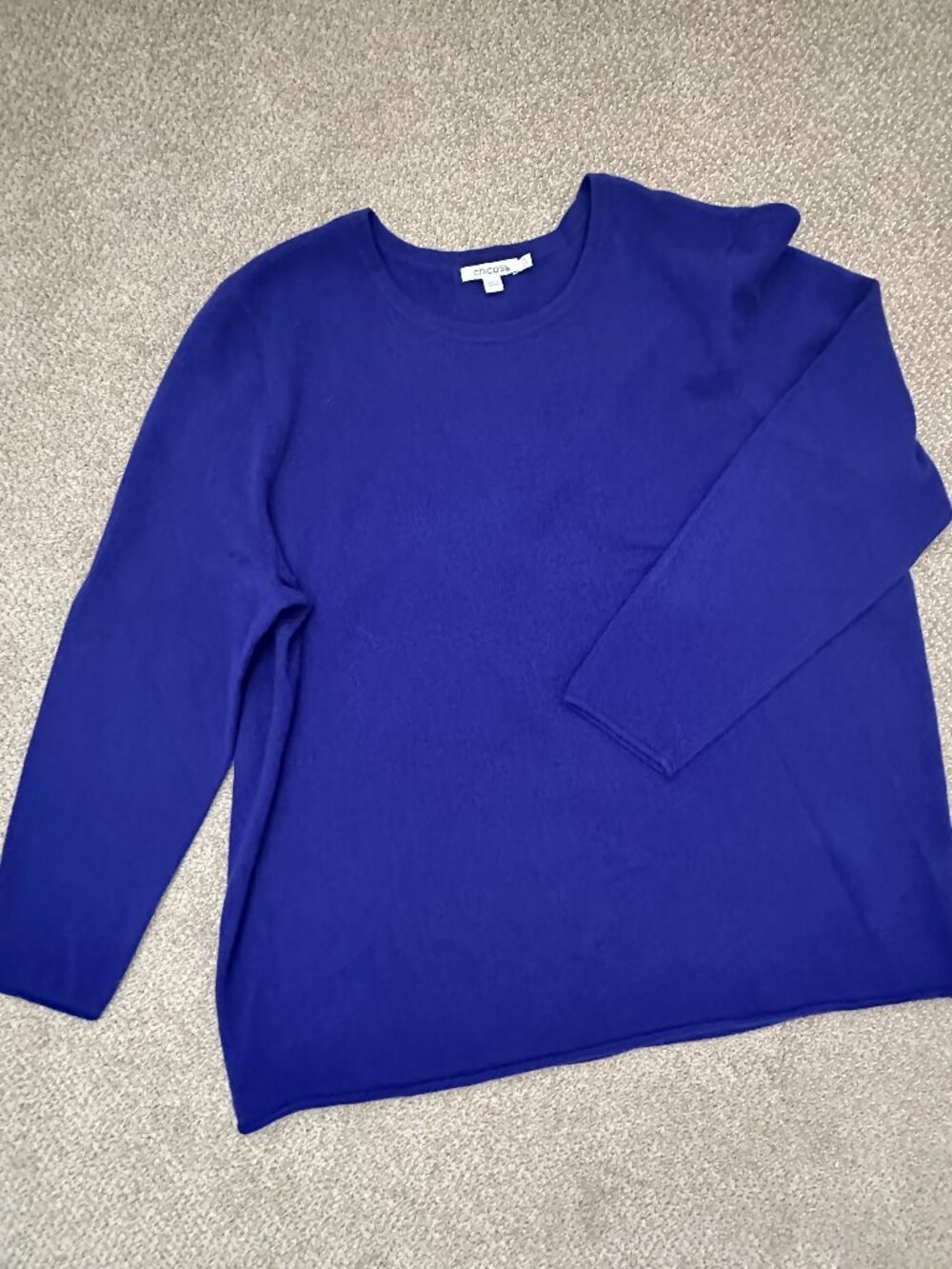 Chico’s 100% Cashmere Crewneck Sweater Cobalt Blue Size 4 XXL